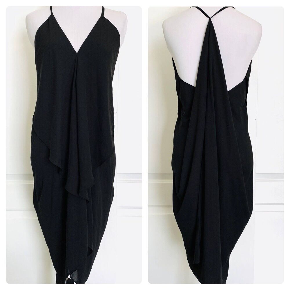 ANGL Los Angeles Boutique Draped Little Black Dress LBD Summer Sexy Flowy S